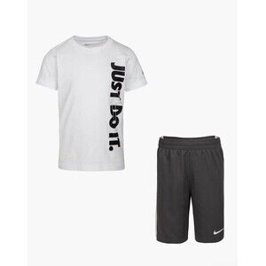 Nike Boy 2 Piece T-Shirt & Shorts Set ~ White, Black & Gray ~ Just Do It